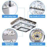 LED Crystal Ceiling Light Modern Flush Mount Rectangular Ceiling Lamp K9 Stainless