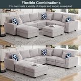 Modular Sectional Sofa U Shaped Sofa Couch with Ottoman Modern