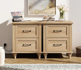 Nightstand Side Table with Charging Station, Light Wood End Table