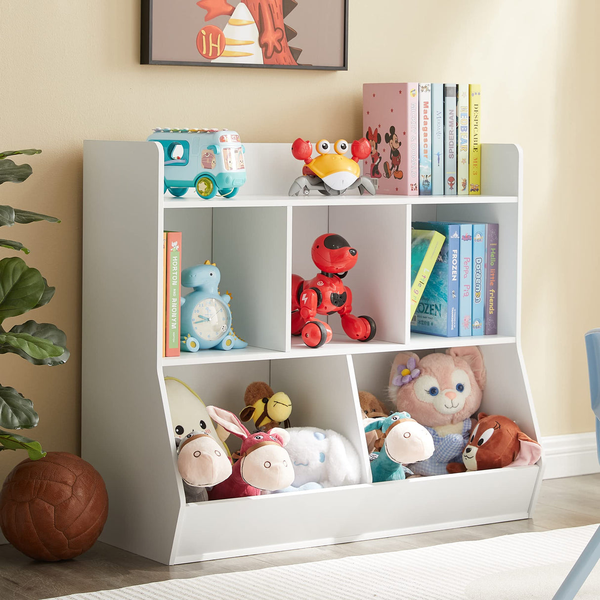 Toy Storage Organizer with Bookshelf, 5-Cubby Children's Toy Shelf