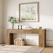 79-Inch Farmhouse Sofa Console Table - Natural Oak