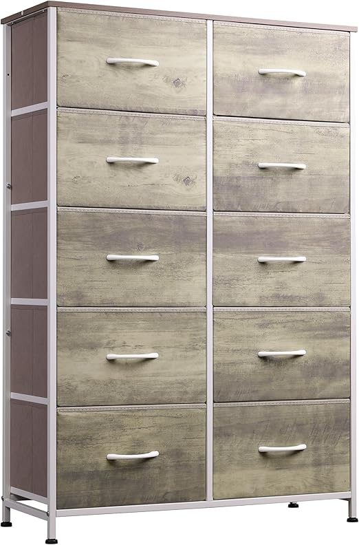 10-Drawer Dresser, Fabric Storage Tower for Bedroom, Hallway, Closets