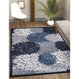 Indoor/Outdoor Rug, Navy Blue 6’x9’ Floral Exotic Tropical Area Rugs for Indoor and Outdoor