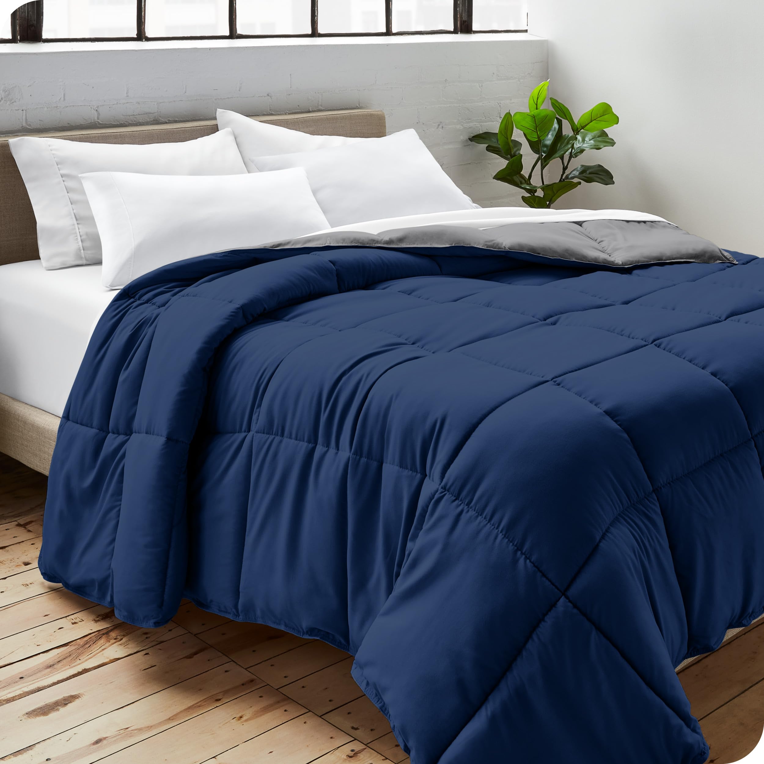 Extra Long Comforter - Reversible Colors - Goose Down Alternative - Ultra-Soft