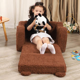 Kids Chairs for Toddler, 2-in-1 Toddler Soft Sherpa Couch Fold Out, Convertible Sofa to Lounger for Girls and Boys, Teddy Bear, Brown