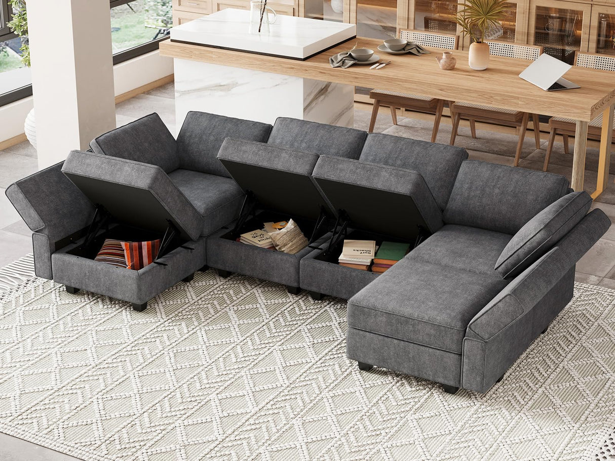 U Shaped Couch Modular Sofa Reversible Storage Ottoman Sofa Oversized Couches