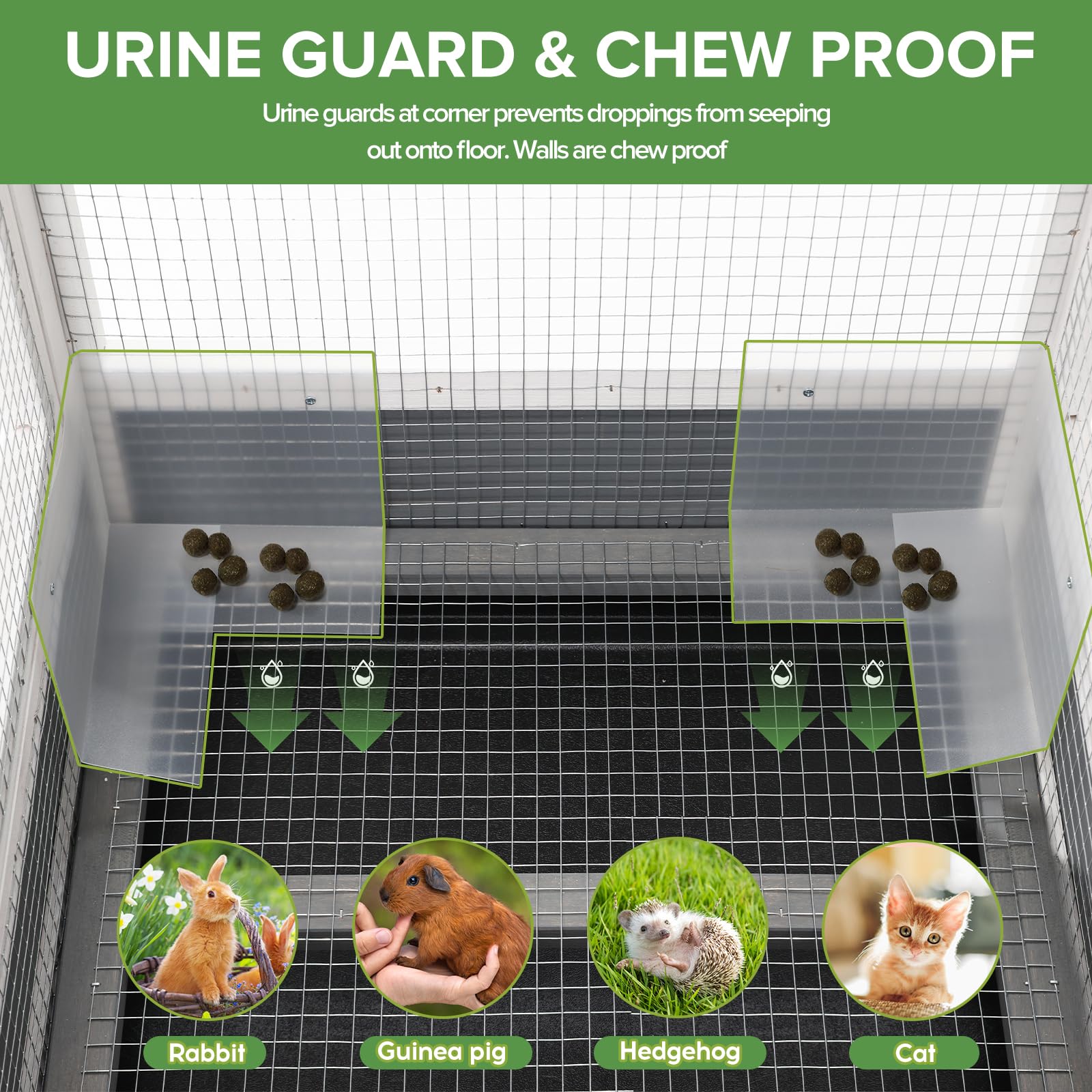 Chicken Coop Hen House - 96in Wooden Poultry Cage with Wheels