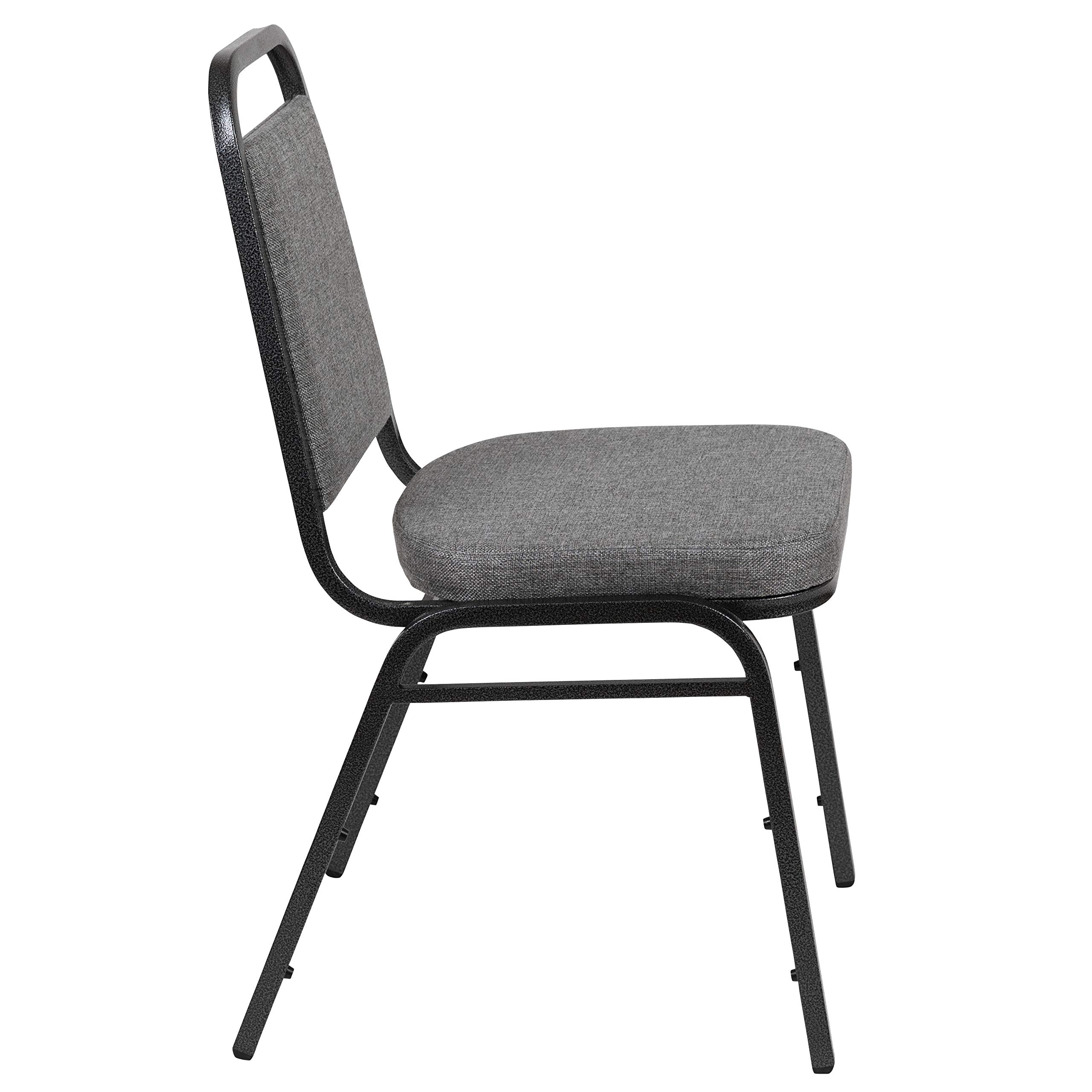Trapezoidal Back Banquet Stack Chair, 2.5" Seat - Gray Fabric/Silver Vein Frame