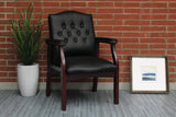 Ivy League Executive Guest Chair, Vinyl, Black