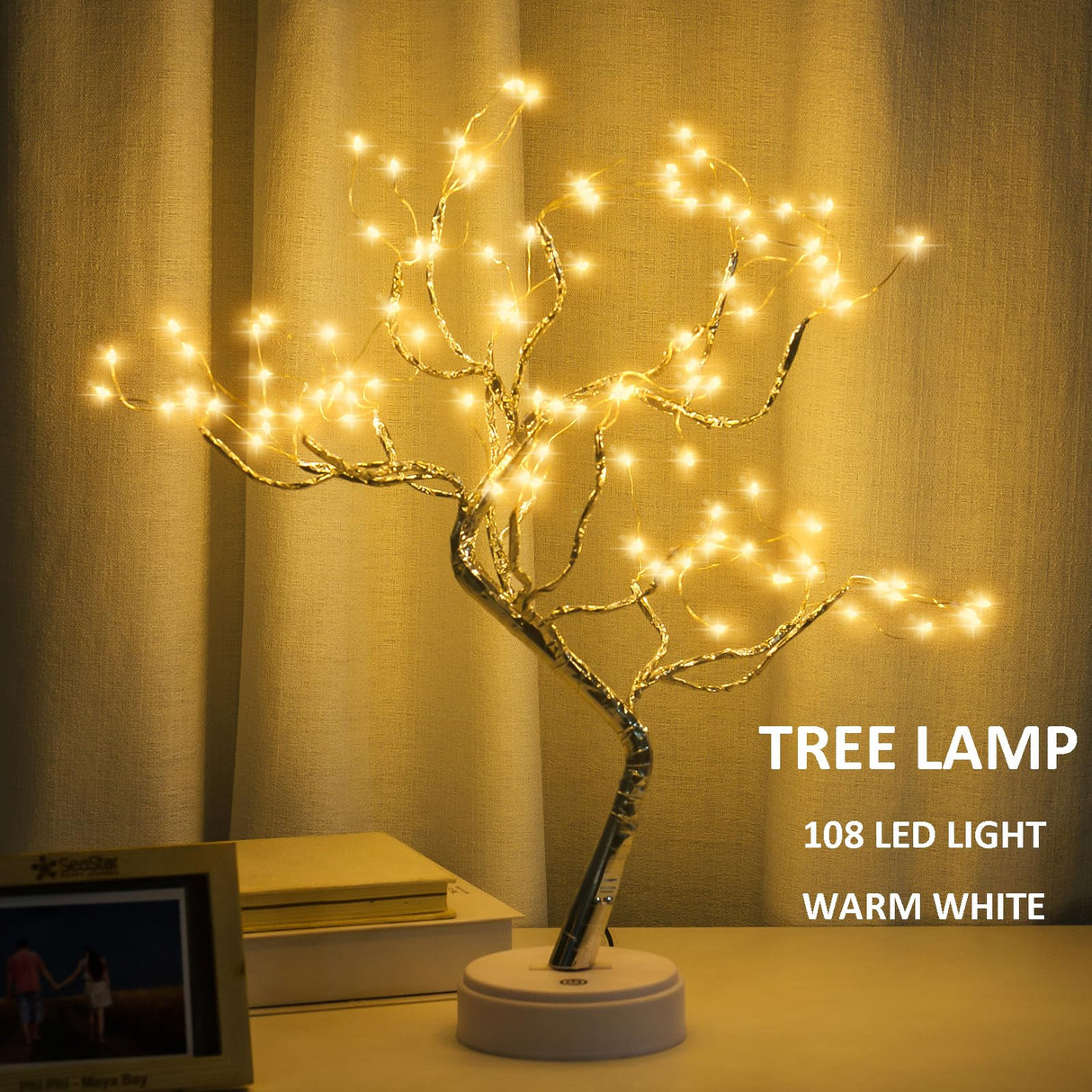 Room Decor, 20" 108 LED Tabletop Bonsai Tree Light, DIY Artificial Tree Lamp, Battery