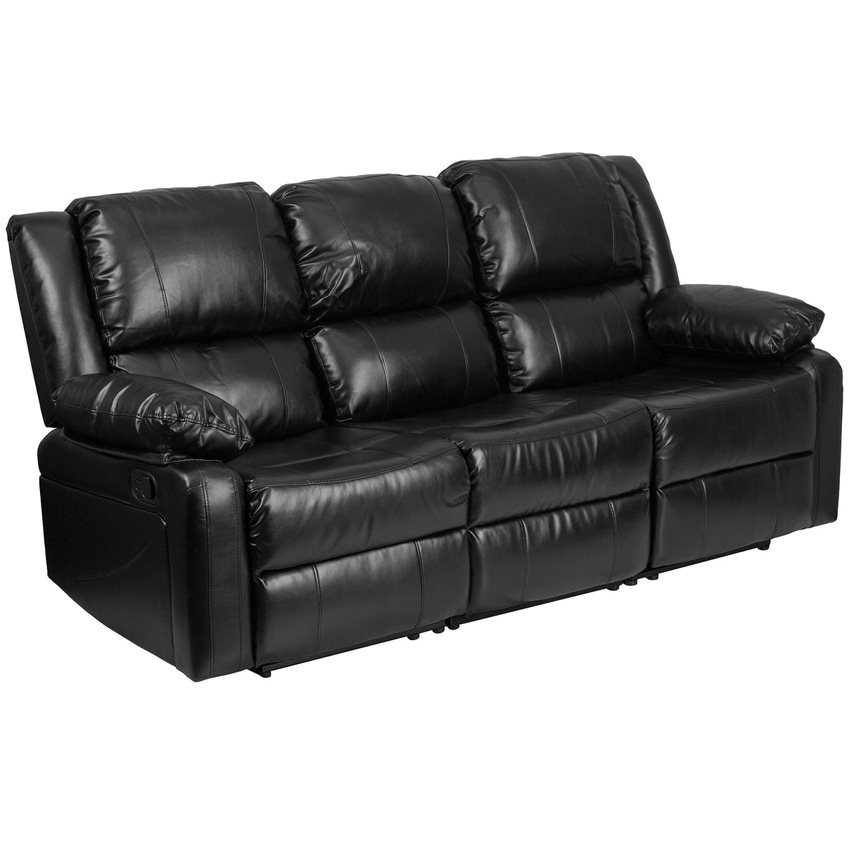 Series Black LeatherSoft Sofa with Two Built-In Recliners