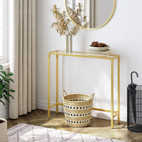 .5" Narrow Console Table, Tempered Glass Sofa Table, Small Side Table, Modern Entryway