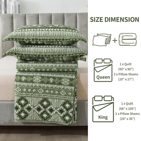 Quilts King Size, Reversible Lightweight Bedspread with Boho Geometry