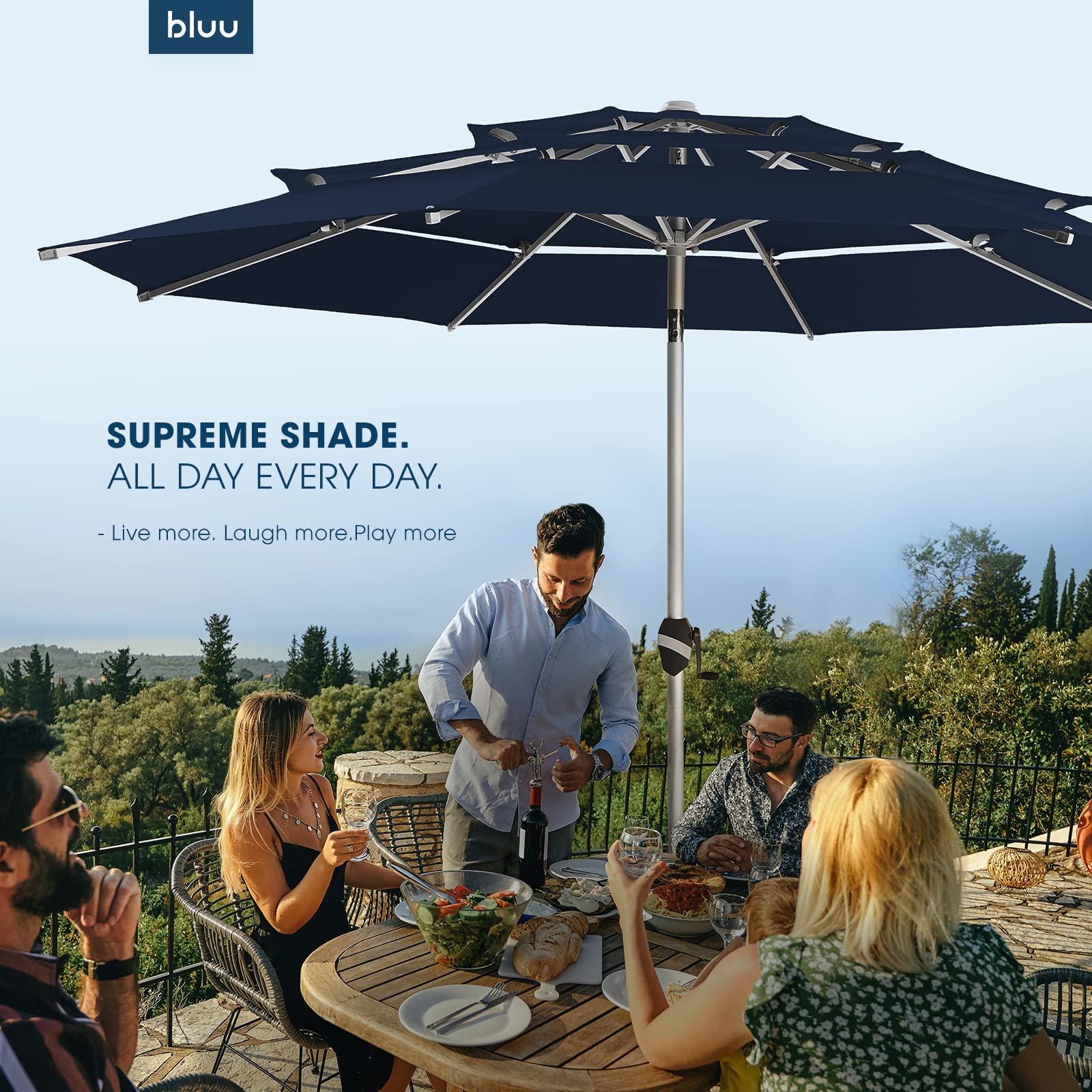 9 Ft 3 Tiers Aluminum Outdoor Patio Umbrella
