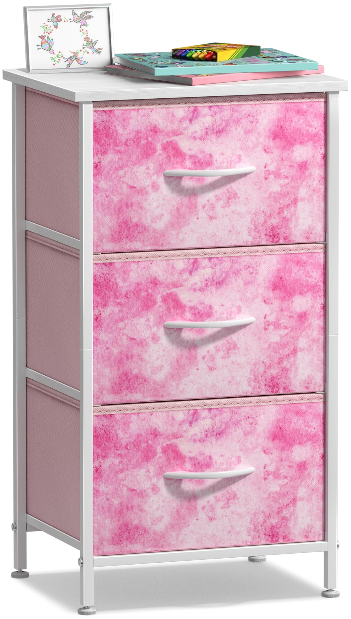 Nightstand Storage Organizer Chest with 3 Drawers - Kids Girls