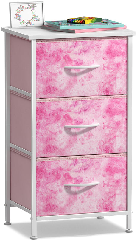 Nightstand Storage Organizer Chest with 3 Drawers - Kids Girls