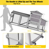 Movable Chicken Coop with Wheel and Run, Large Backyard Hen House with Nesting Box 80.6"