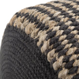 Larissa Round Pouf, Footstool, Upholstered in Natural Hand Braided Jute