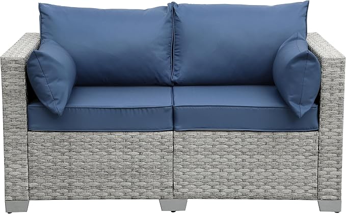 Loveseat Outdoor Wicker Small Couch PE Rattan 2-Seater Furniture Sofa