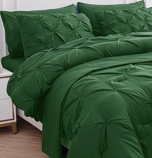 Twin Comforter Set with Sheets, 5 Piece Twin Bed in a Bag Set, Pintuck Twin