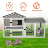 Rabbit Hutch Indoor Outdoor Bunny Cage with Pull Out Tray,2 Story Wooden Rabbit Cage