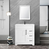 36” Luxurious Bathroom Vanity with Ceramic Sink Combo, White Bathroom Cabinet