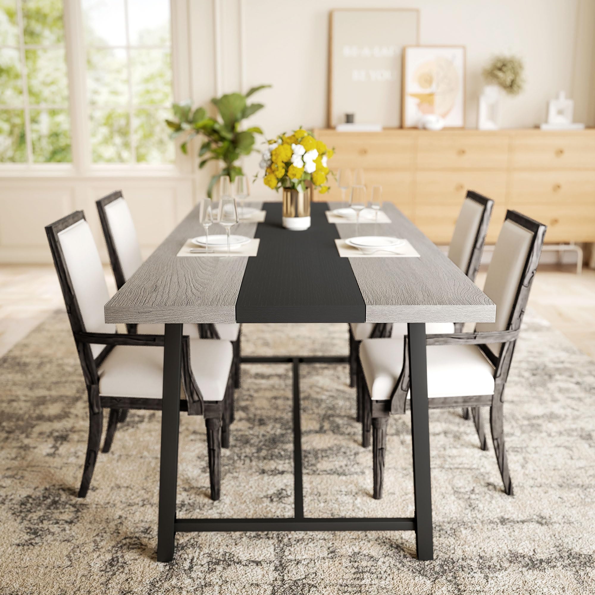 70.9" Industrial Rectangular Dining Table for 8 People