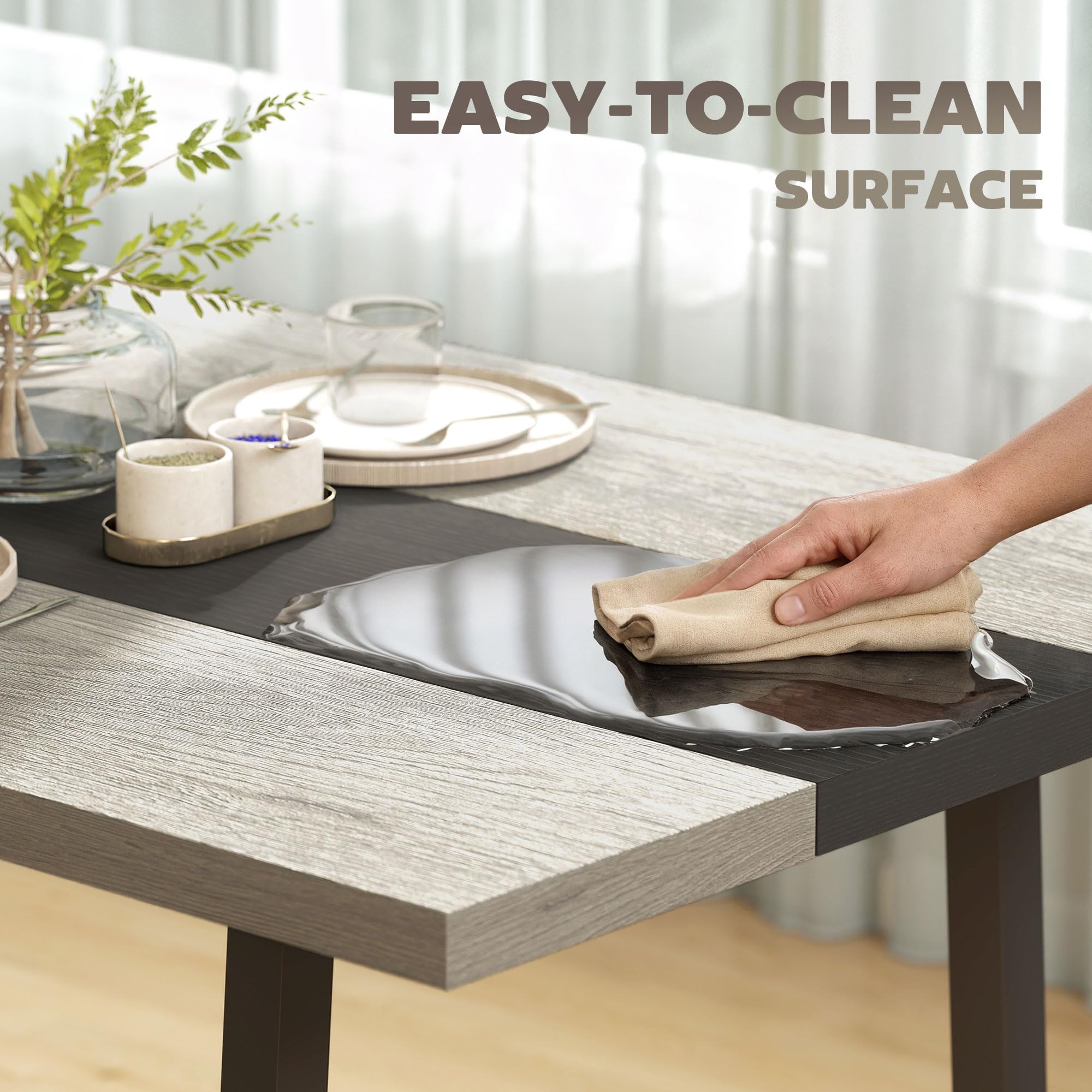 70.9" Industrial Rectangular Dining Table for 8 People