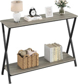 Console Table, Sofa Tables Narrow Entryway Table with Storage Shelf and Metal Frame,