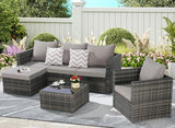 4Pcs Outdoor Patio Sectional Couch Sofa & Chair & Coffee Table Conversation Furniture Set