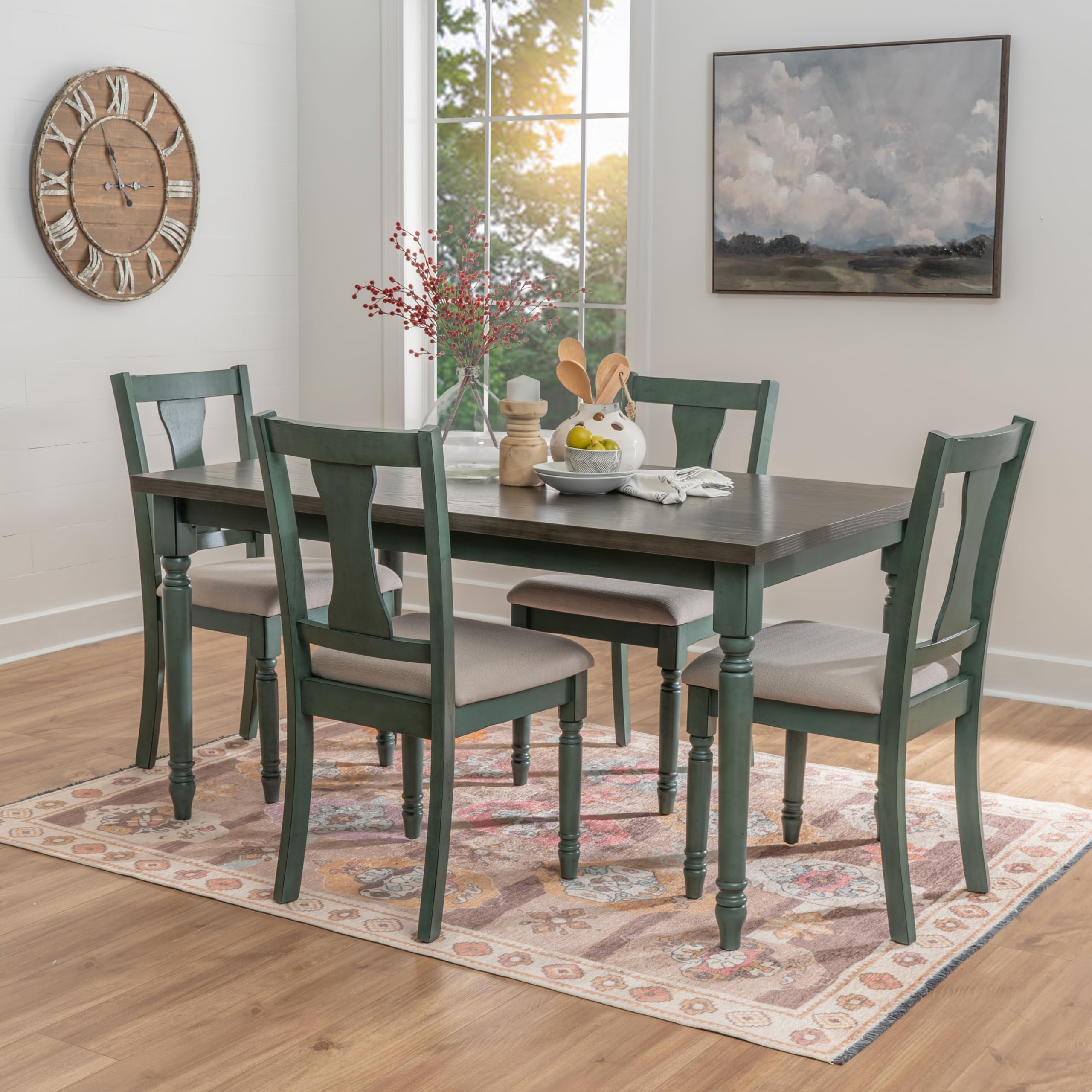Willow 5-Piece Teal Dining Set - Modern Table and Chairs