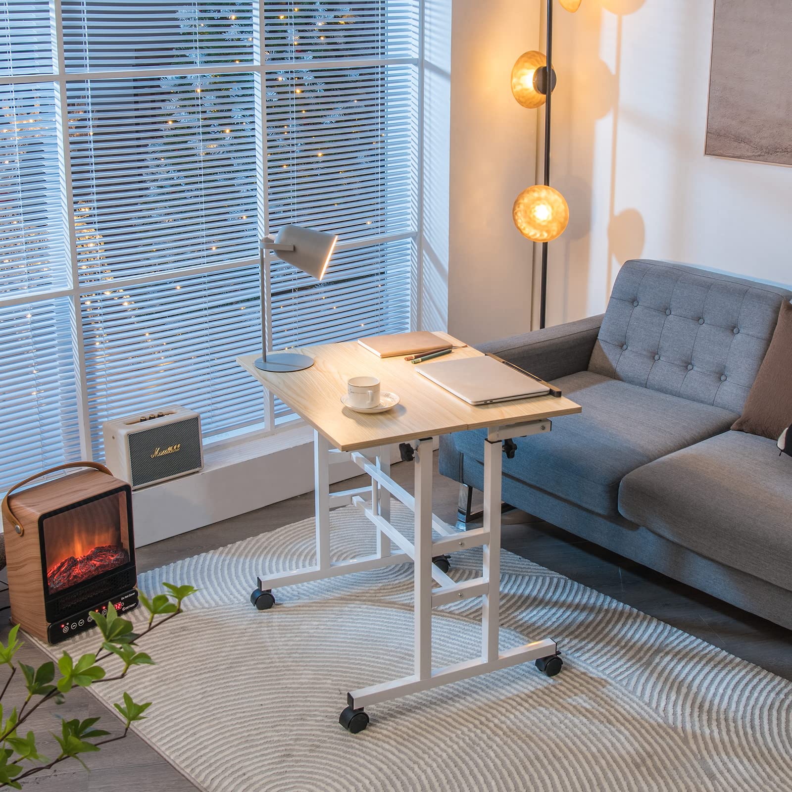 Mobile Standing Desk Stand Up Desk, Height Adjustable Home Office Desk with Standing