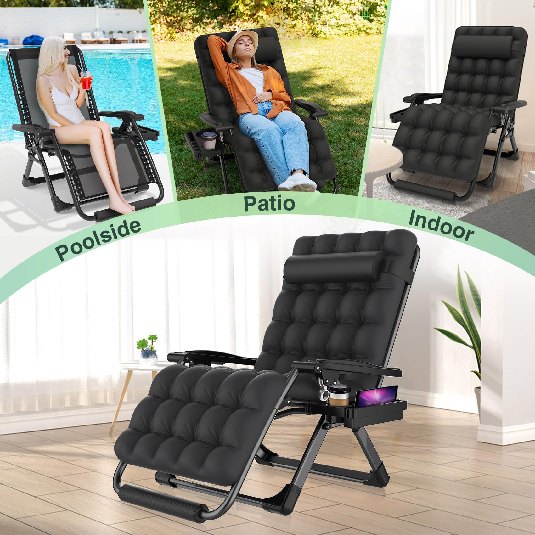 MaxZen XXL Zero Gravity Recliner Chair – 500lb Capacity & Headrest