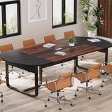 8FT Conference Room Table, 94.5" L x 47.3" W x 29.5" H Curved Meeting Table