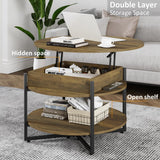 Wood Lift Top Circular Coffee Table with Hidden Compartment 31.5" D x 31.5" W x 17.35" H