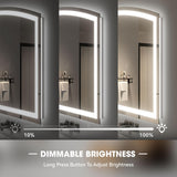 84x40 Inch Arch LED Bathroom Mirror with Dimmable Lights