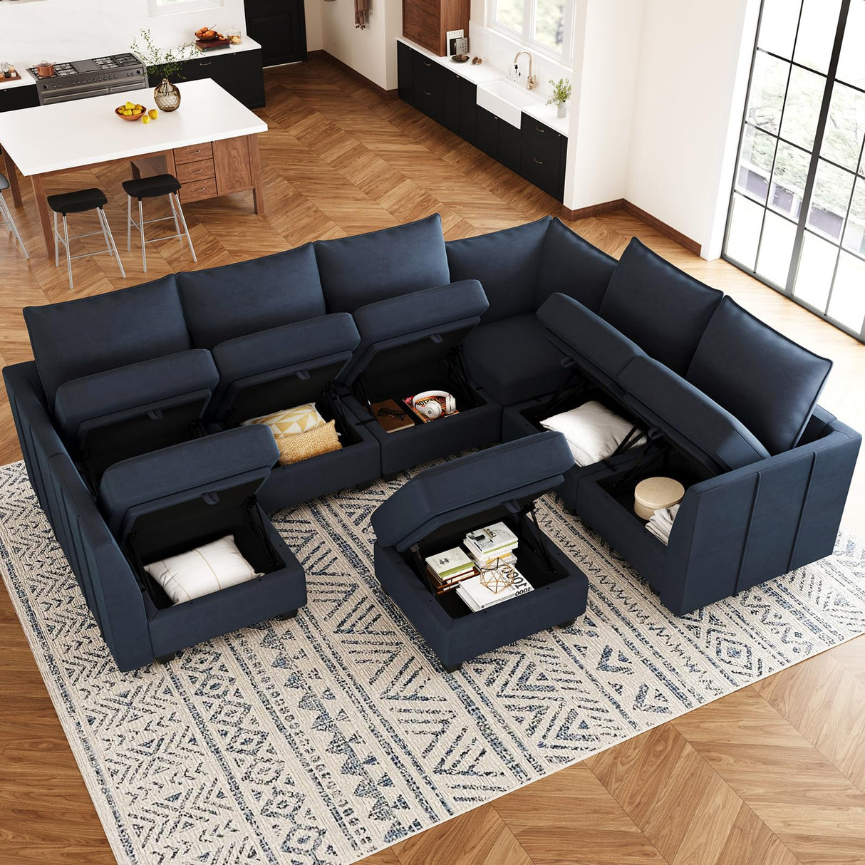 Oversized Modular Sectional Sofa Velvet U Shaped Couch