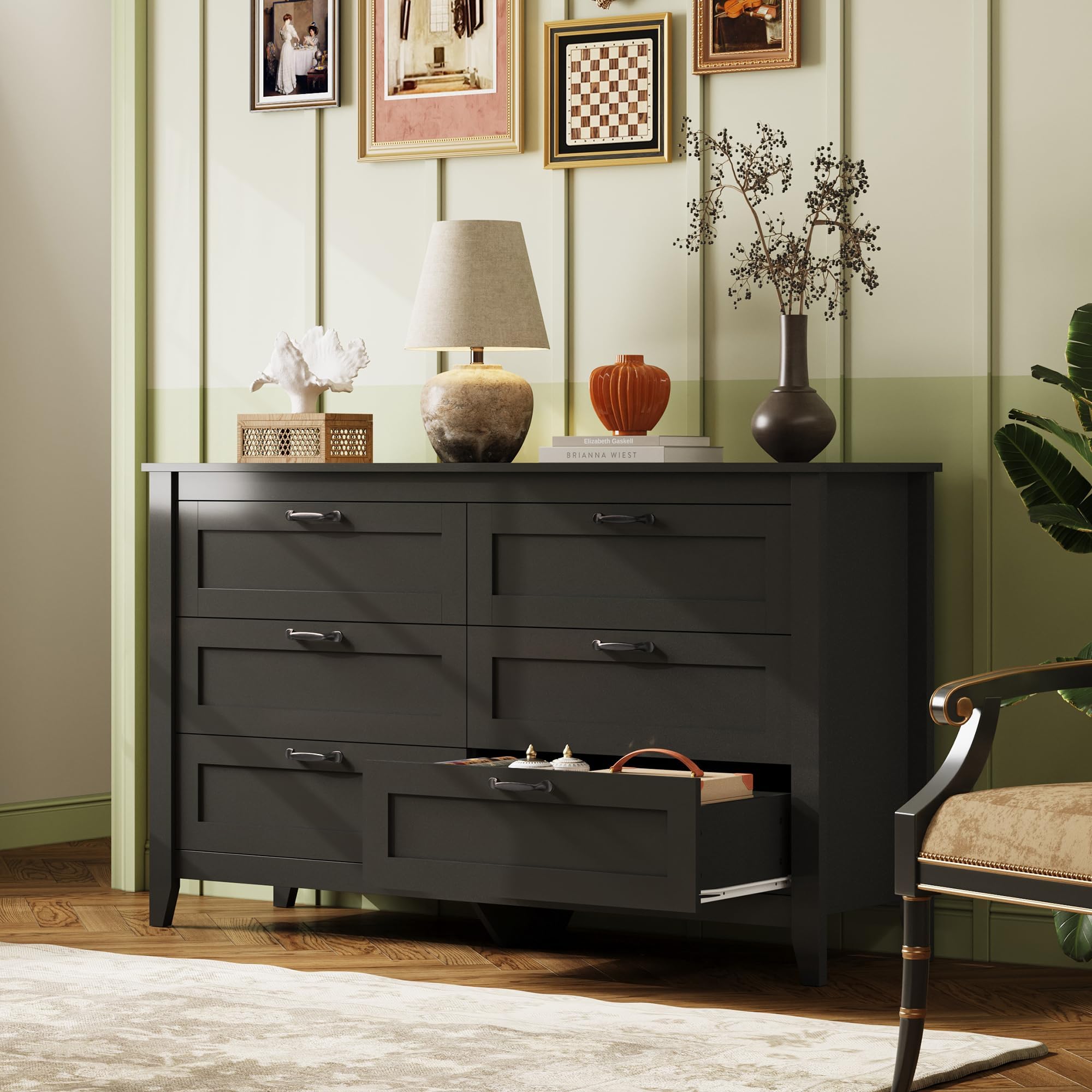 6 Drawer Dresser, Retro Chest of Drawers