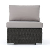 Santa Rosa Outdoor Wicker 5 Seater Sectional Conversation Set with Aluminum Frame and Water Resistant Cushions