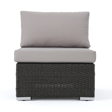 Santa Rosa Outdoor Wicker 5 Seater Sectional Conversation Set with Aluminum Frame and Water Resistant Cushions