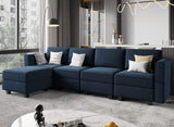 Modular Sectional Sofa Couch with Reversible Chaise Velvet L Shaped Storage 4-seat Convertible Blue…