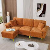 L Shaped Sectional Sofa Couch, 88.5" Comfy Velvet Upholstered 3 Seat Sofa Set