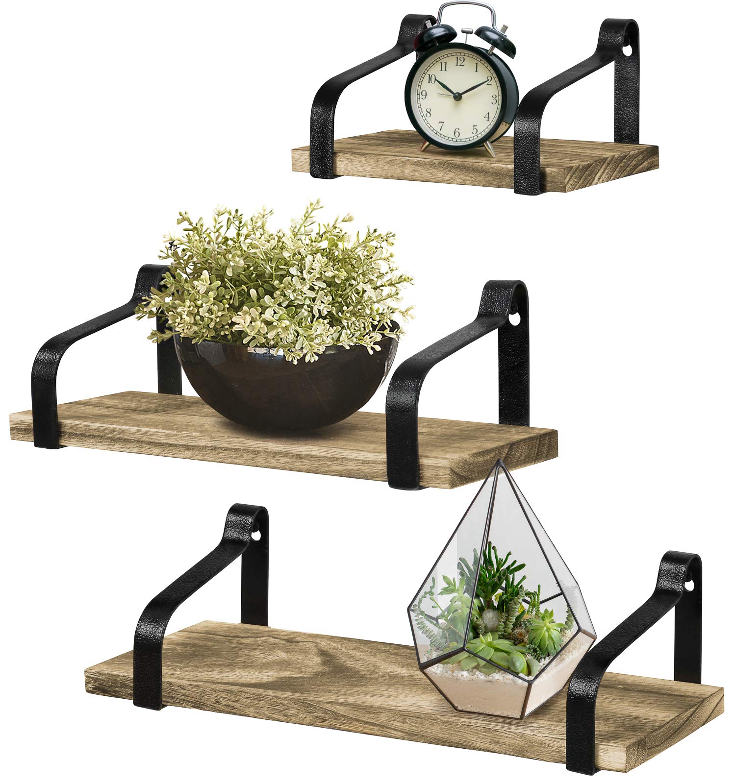Rustic Floating Shelves, Decorative Wall Mounted Storage Shelves For Living Room