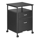 Mobile File Cabinet, Rolling Printer Stand with Open Storage Shelf, 2 Drawers