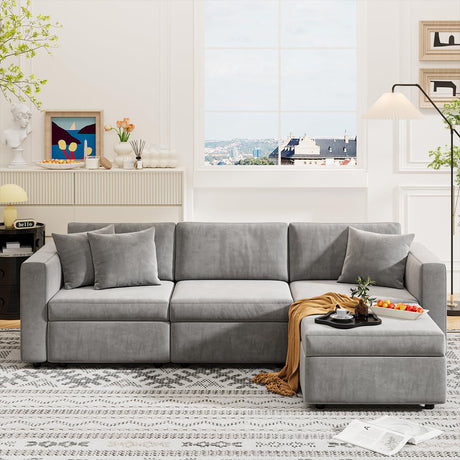 Cloud Modular Sofa Couch with Seats Storage, Comfy Velvet Fabric Couch for Living Room