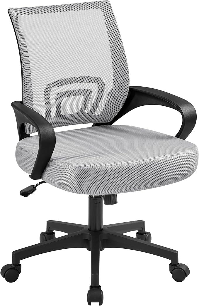 Office Chair Desk Chair Mid Back Mesh Task Chair Computer Chair Ergonomic Rolling Swivel Chair Adjustable Executive Chair with Lumbar Support Armrests, Red