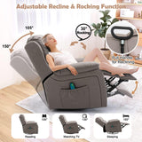 Swivel Rocker Recliner Chair with Heat and Massage, 360 Degree Swivel Rocking Recliner