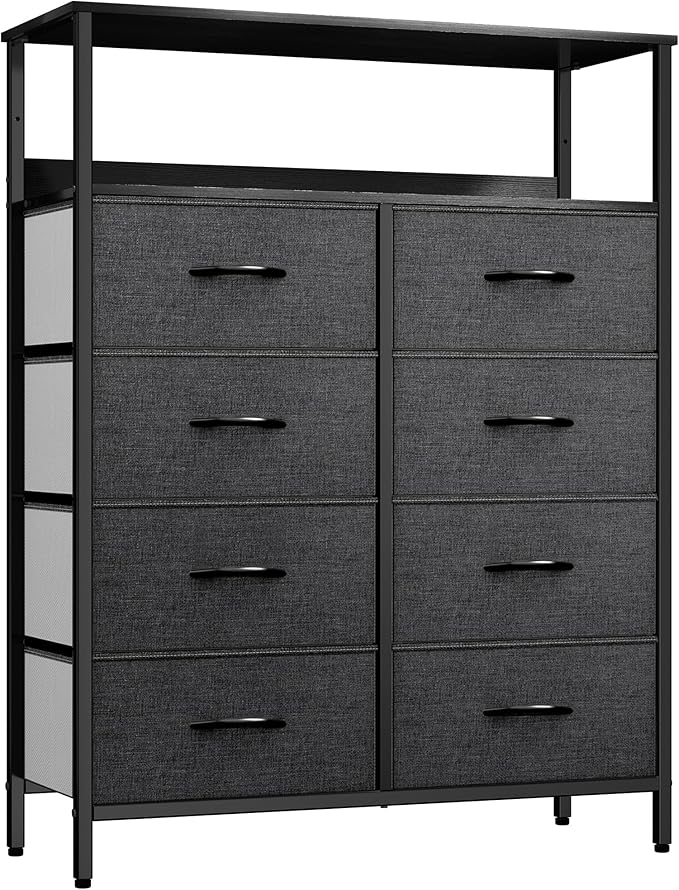 8 Drawers Dresser, Fabric Dresser for Bedroom, Storage Drawer Unit with Shelves, Large