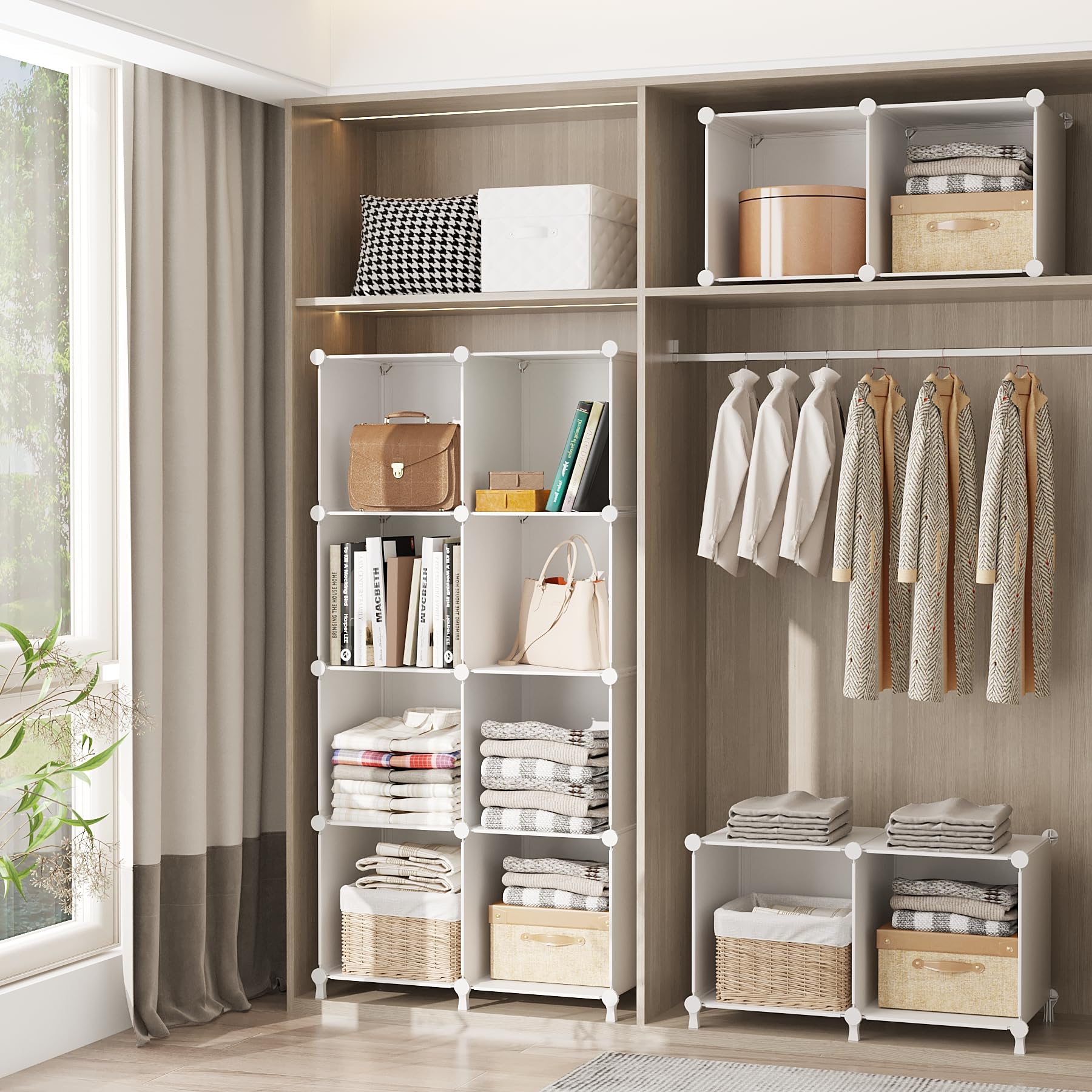 Cube Storage Organizer, 16 Cube Closet Organizer, Stackable Storage Cube