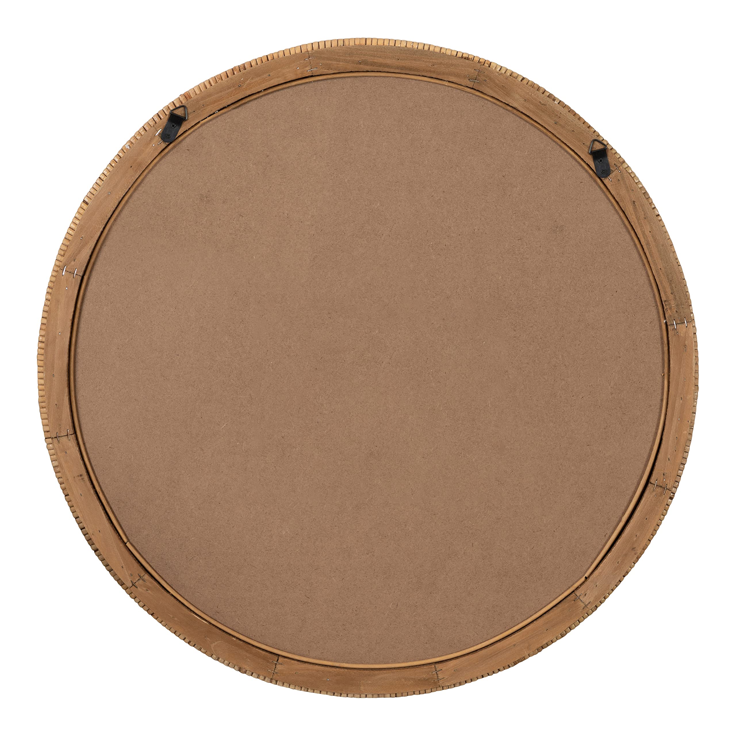 Rahfy Boho Round Rattan Mirror, 28 Inch Diameter, Natural Wood, Decorative Round Wood